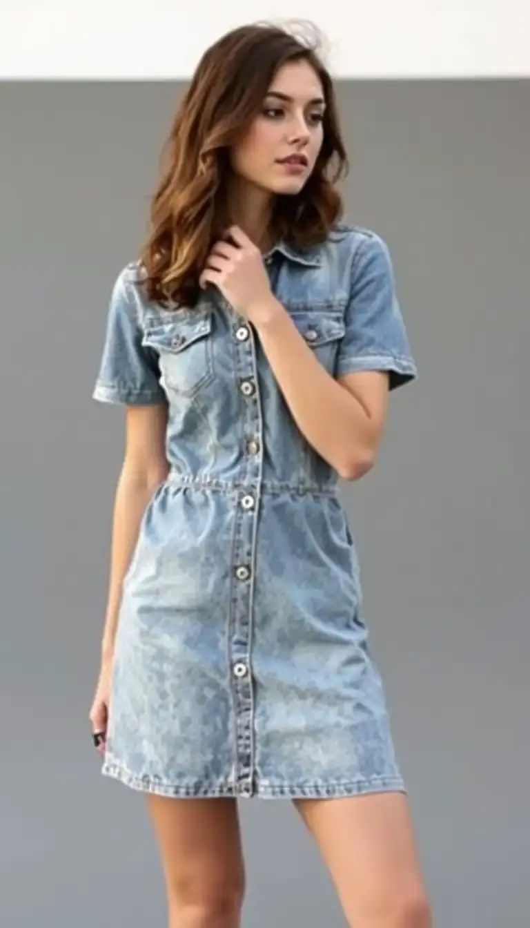 Acid Wash Denim Mini Dress