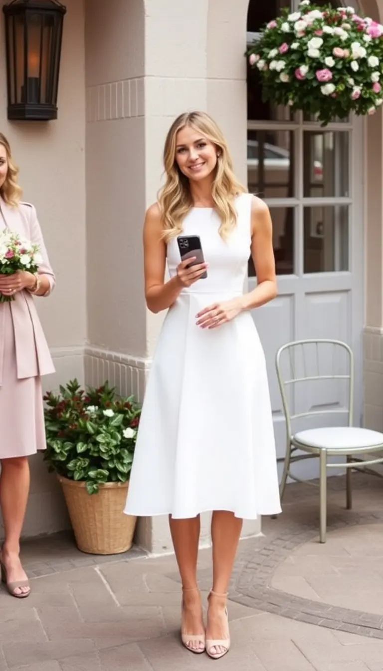 White Fit and Flare Wedding Guest Dress