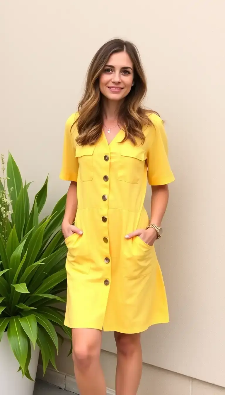 Yellow Fit and Flare Casual Dress