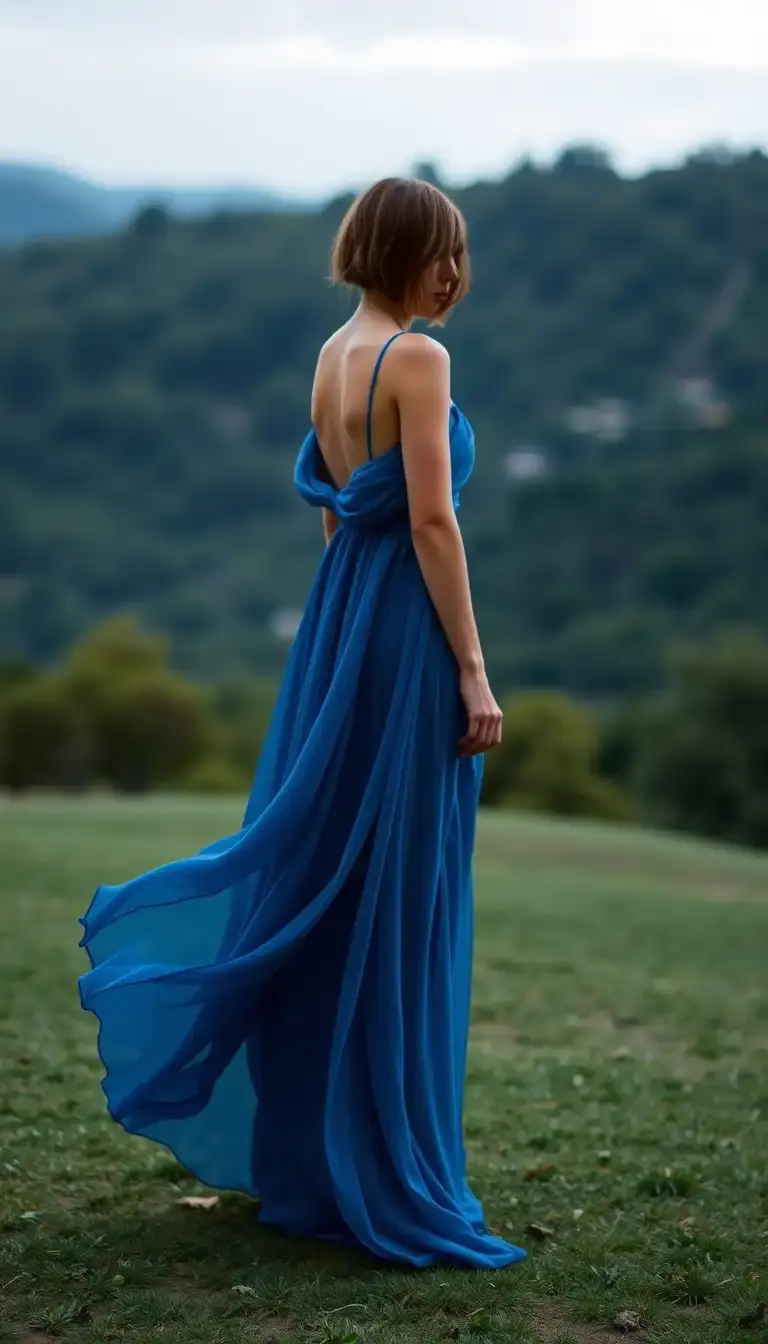 Blue Chiffon Flowy Dress