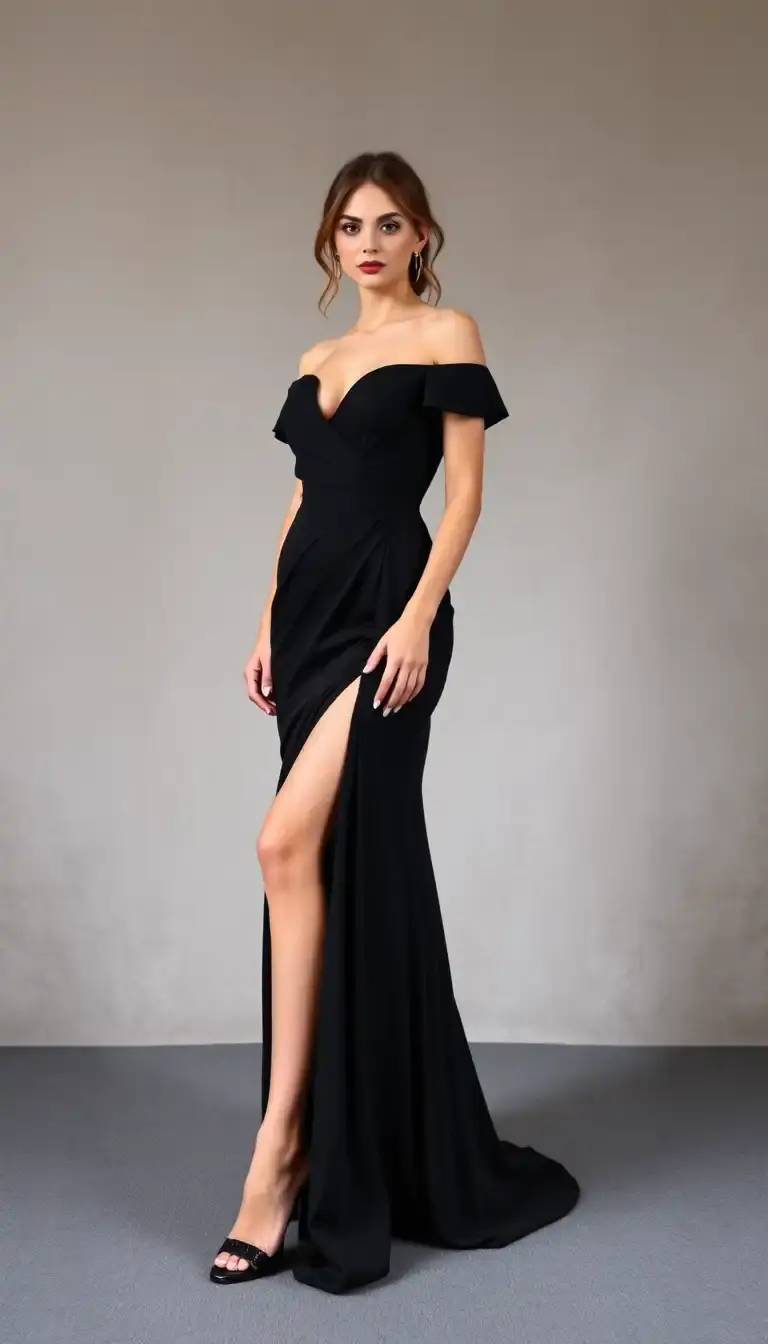 Black Flowy Evening Dress