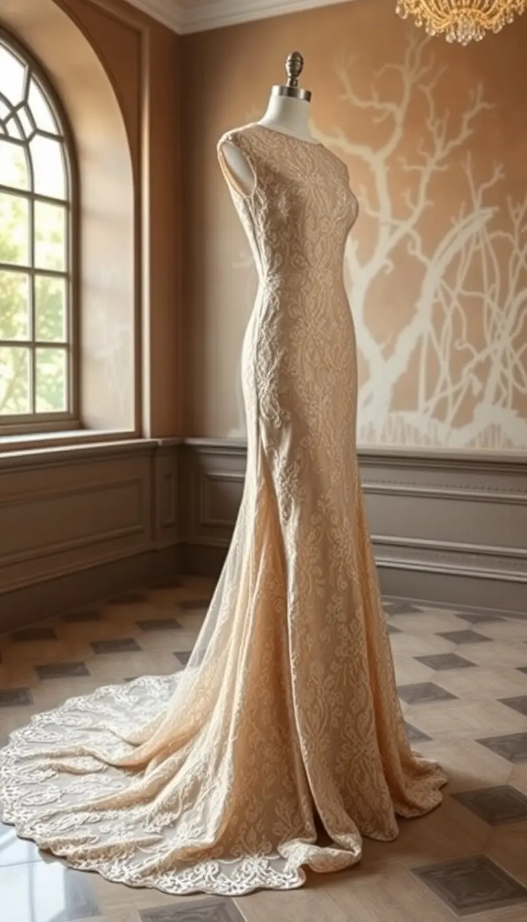 Gold Lace Prom Gown