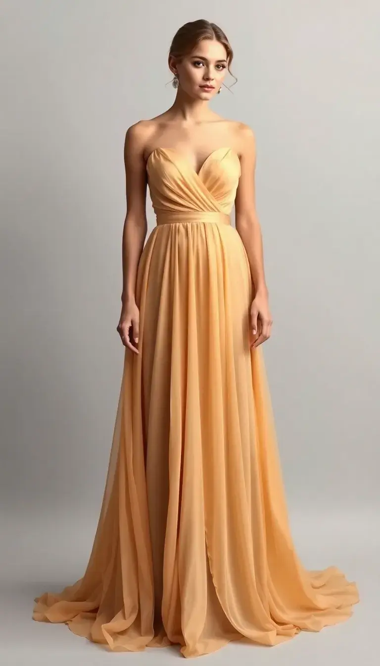 Gold Chiffon Prom Dress