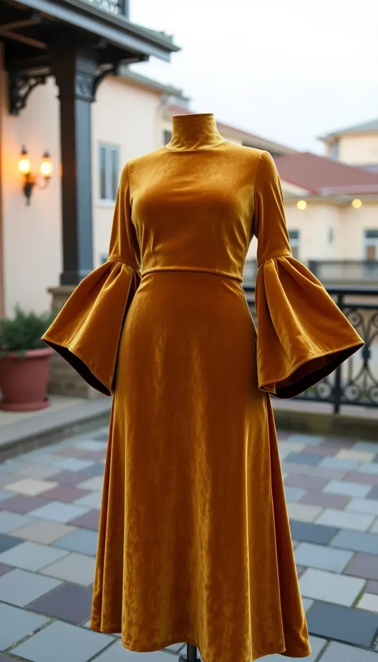 Gold Velvet Prom Midi Dress