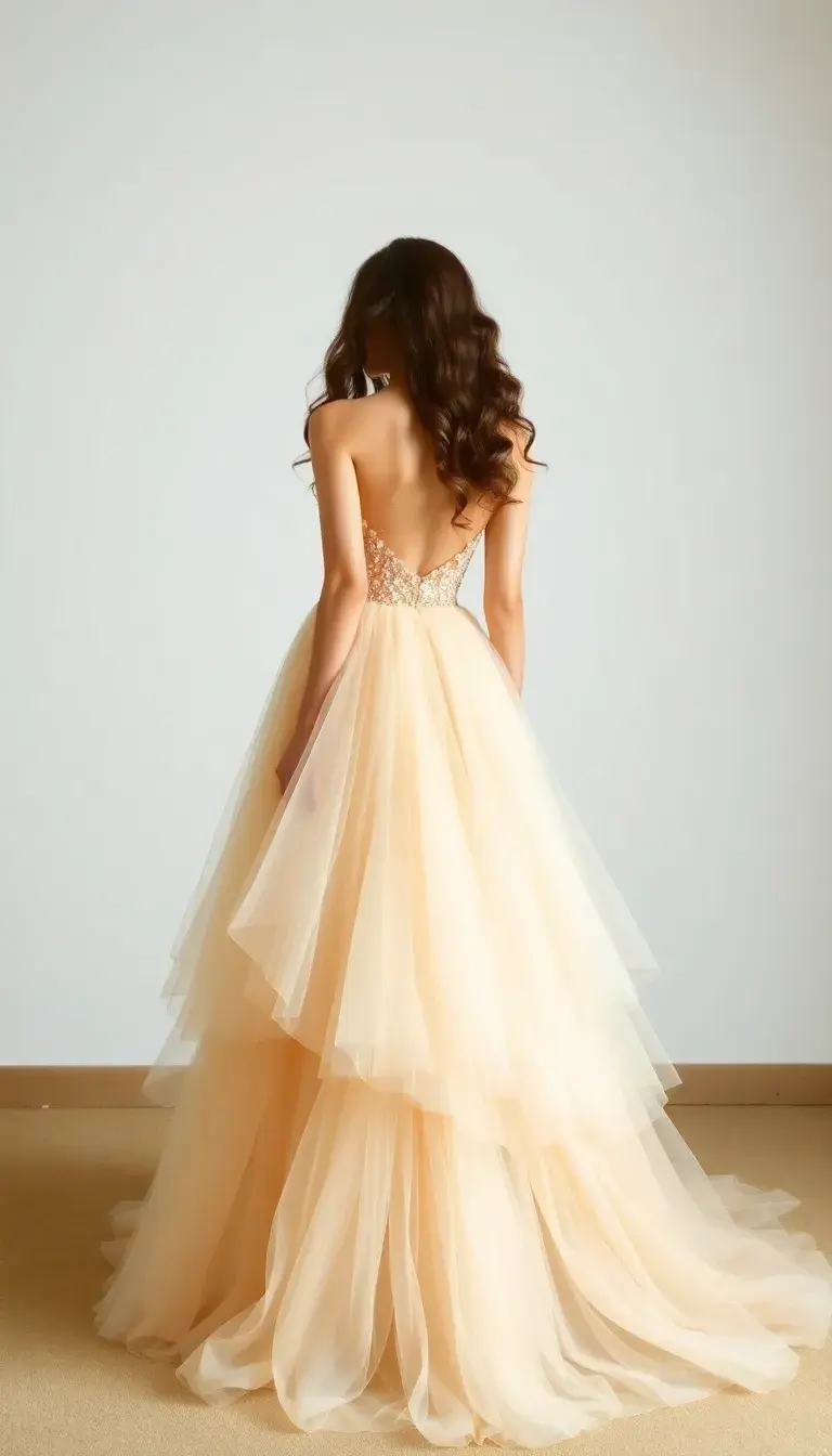 Gold Tulle Prom Dress