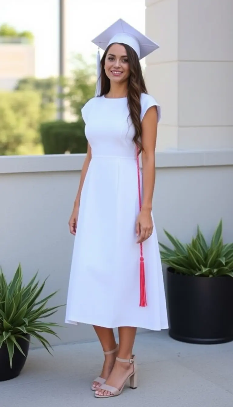 White Grad Midi Dress