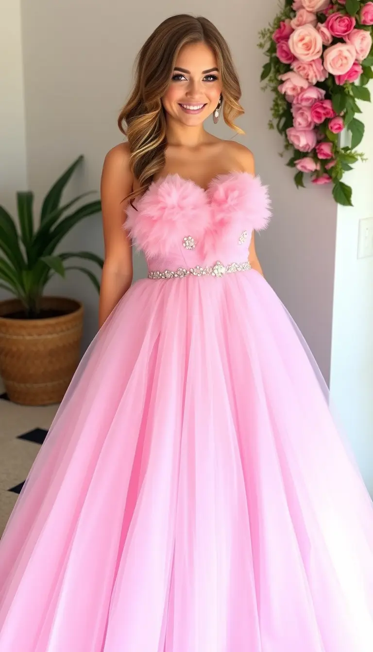 Pink Tulle Homecoming Dress