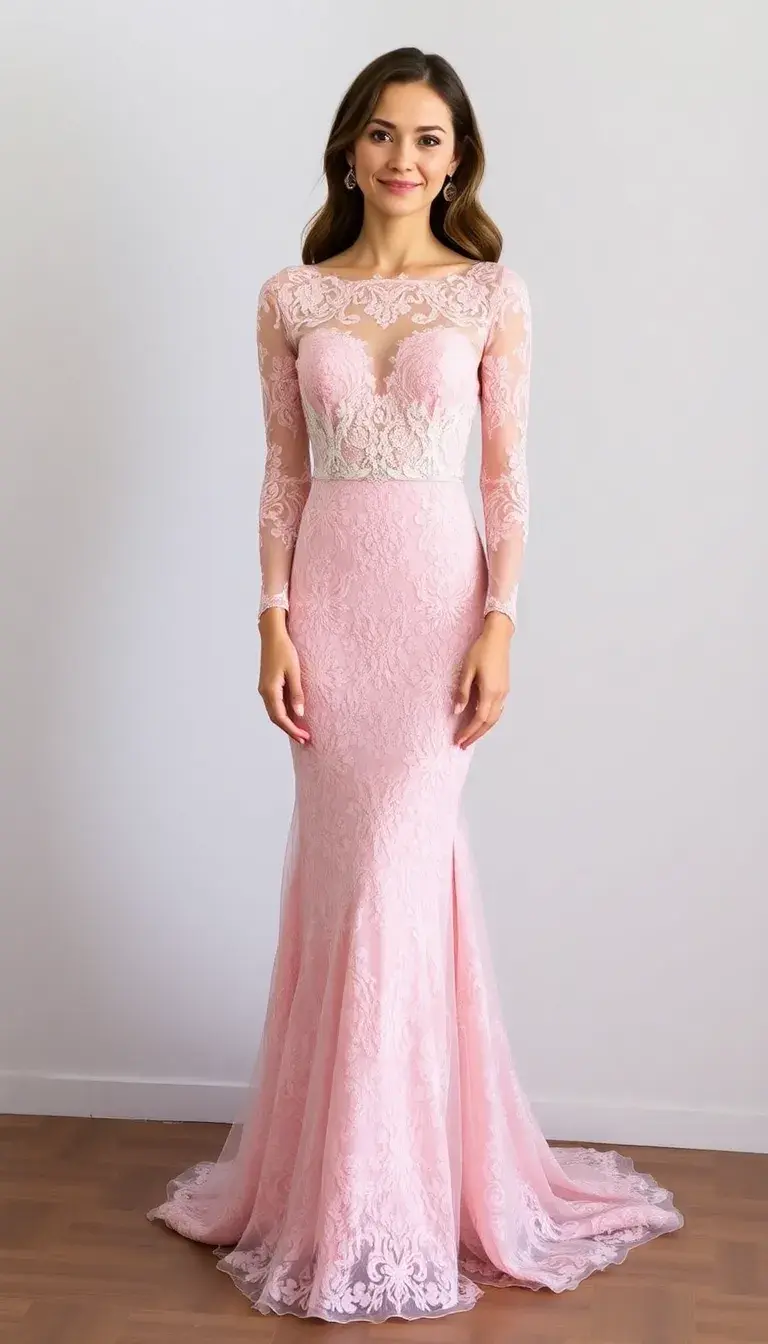 Pink Lace Homecoming Gown