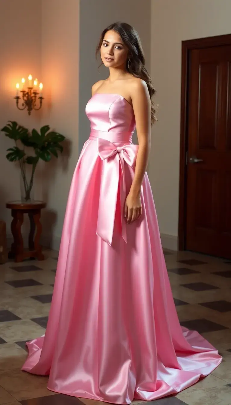 Pink Satin Homecoming Dress