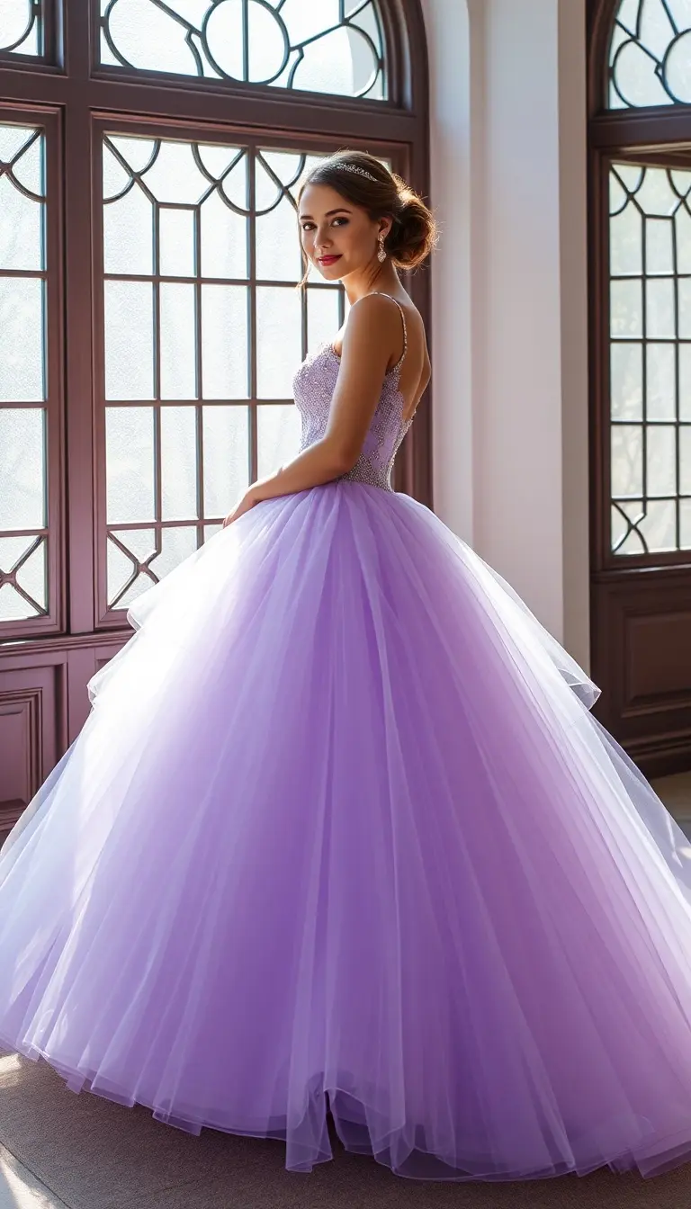 Tulle Quinceanera Dress in Lavender