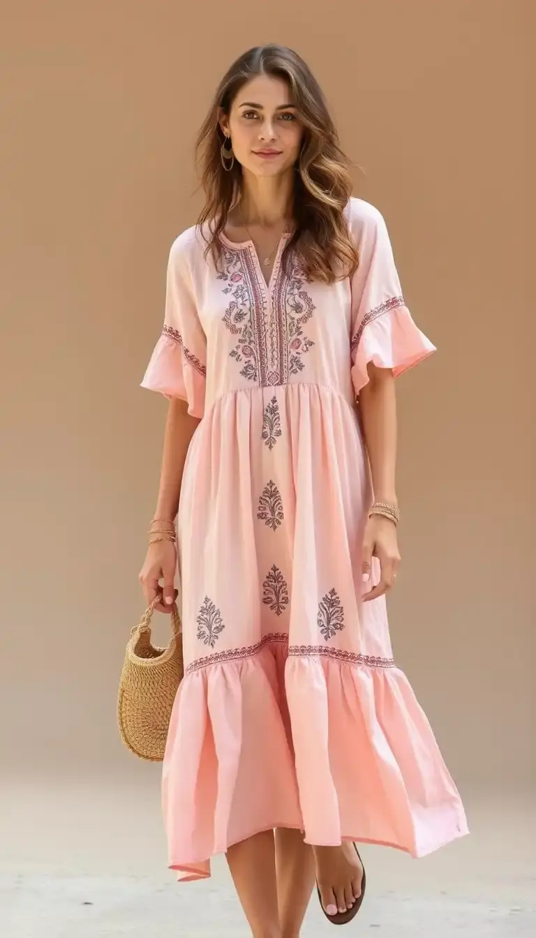 Light Pink Boho Dress