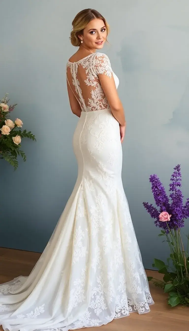 Lace Mermaid Wedding Dress in Ivory