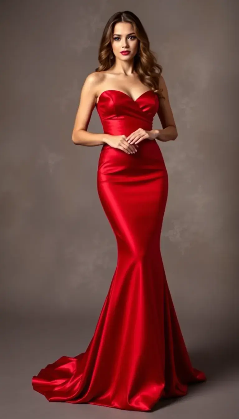 Satin Mermaid Prom Dress in Red