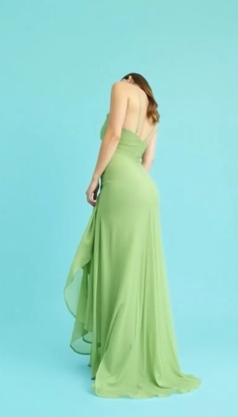 Chiffon Mermaid Maxi Dress in Green