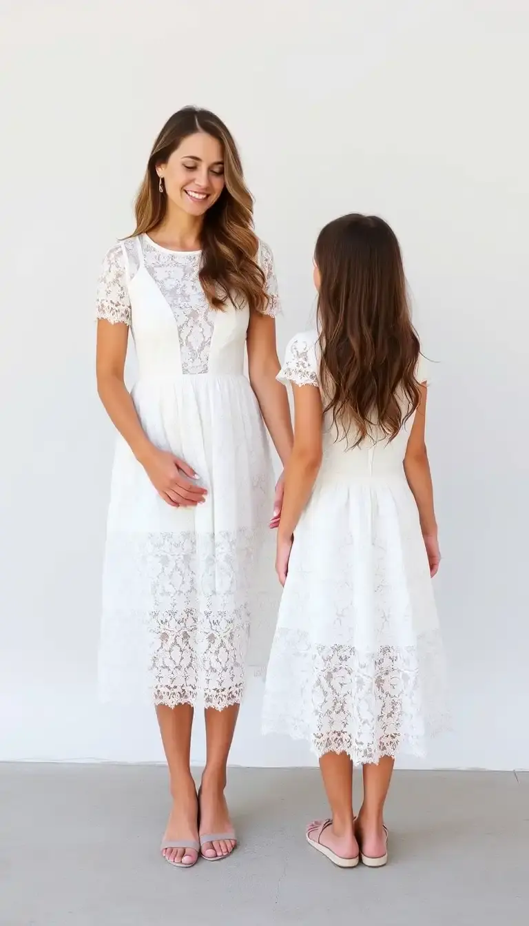 Lace Mommy and Me Midi Dresses