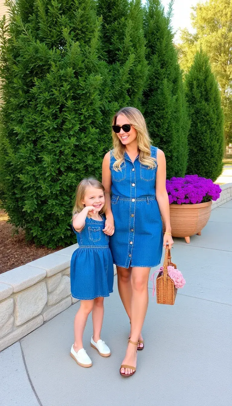 Casual Denim Mommy and Me Dresses
