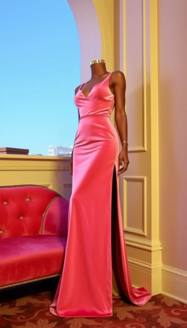 Pink Velvet Evening Dress