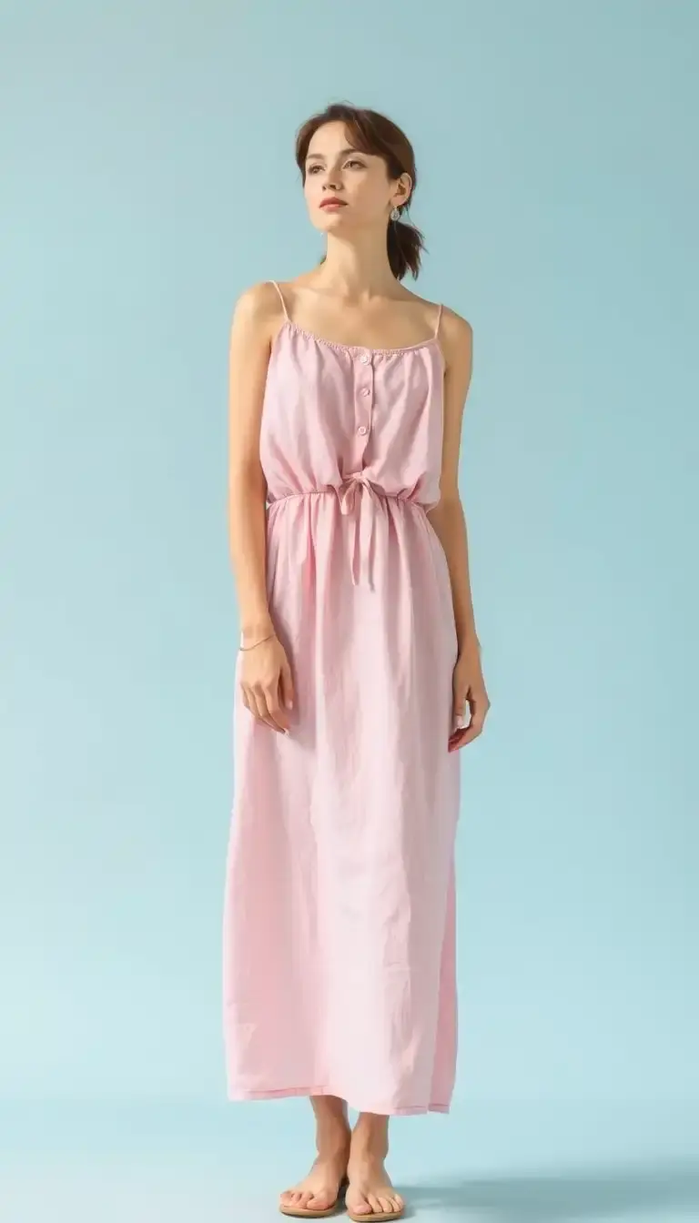 Light pink linen dress for summer