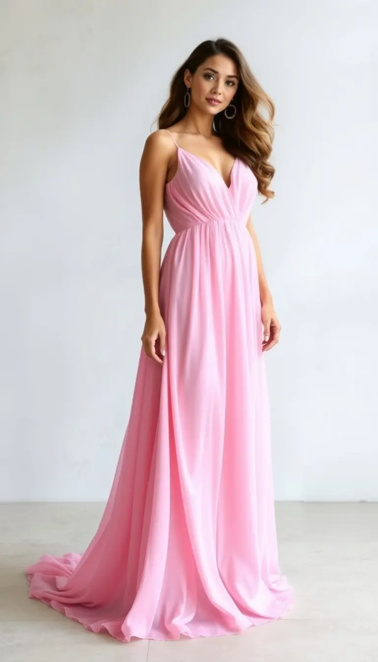 Pink Chiffon Prom Maxi