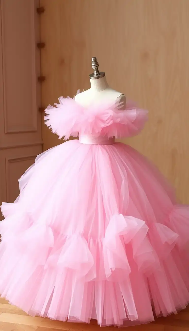 Tulle Princess Ball Gown in Pink