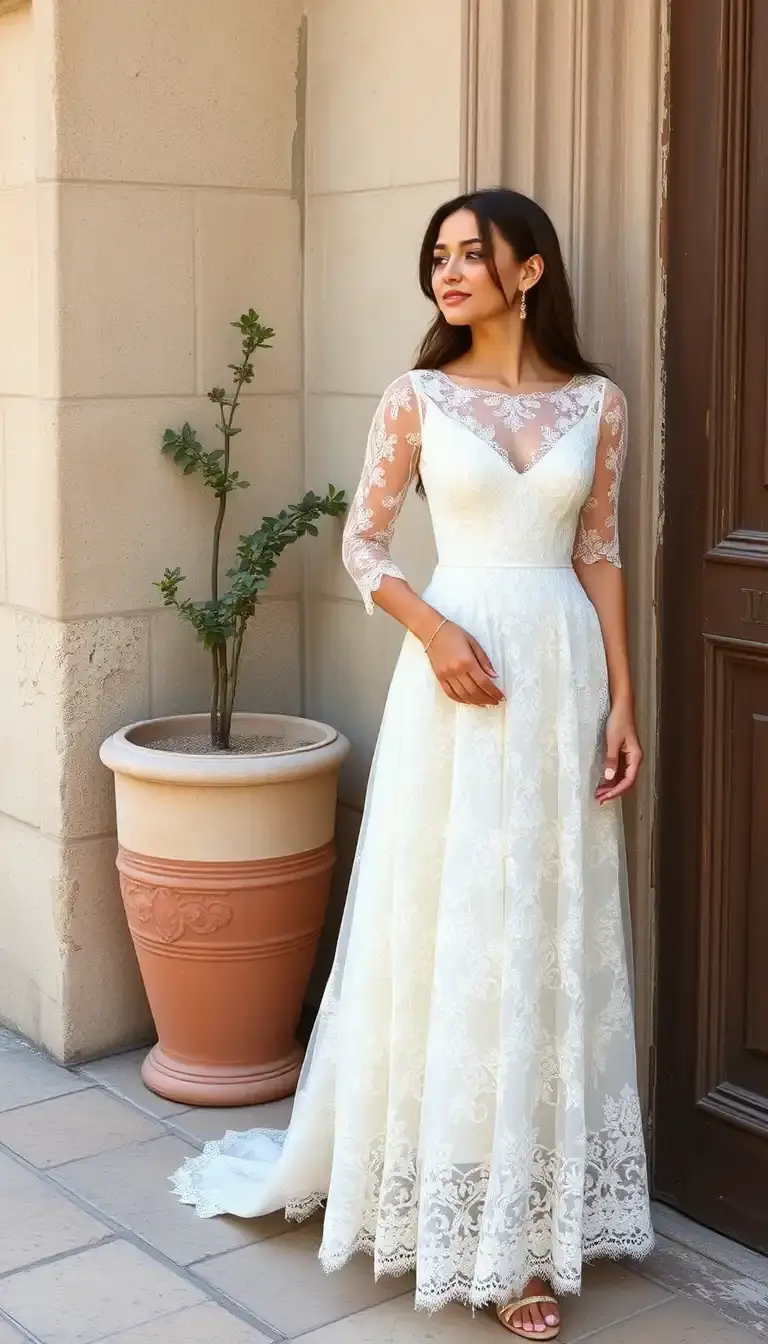 Lace Princess Midi Dress White
