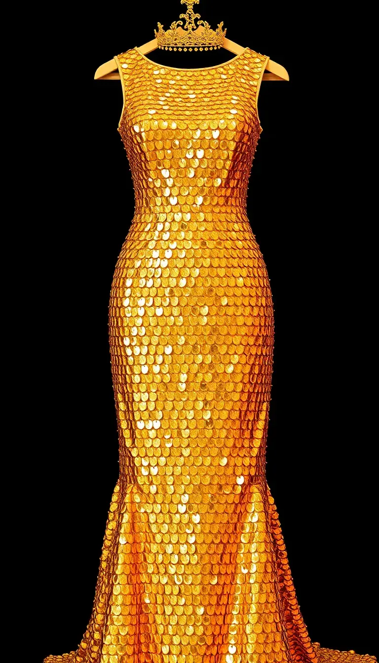 Sequin Princess Party Dress Gold