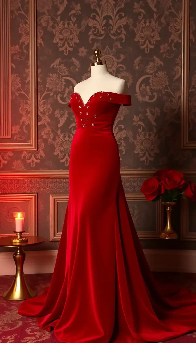 Velvet Princess Evening Dress Red