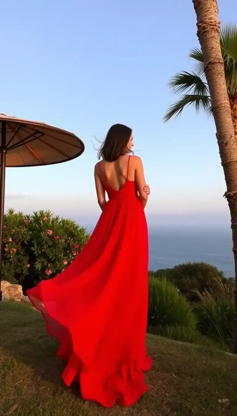 Flowy Red Chiffon Maxi Dress
