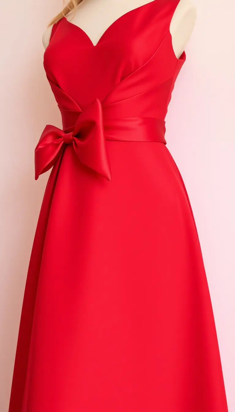 Red Satin Formal Dress with bow