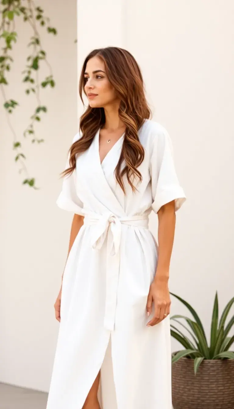 Wrap White Dress with belt