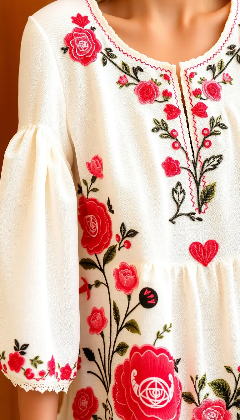 Floral White Dress with embroidery