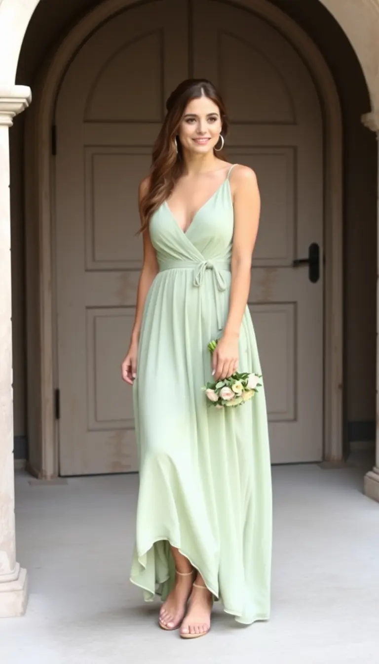 Sage Green Boho Bridesmaid Dress