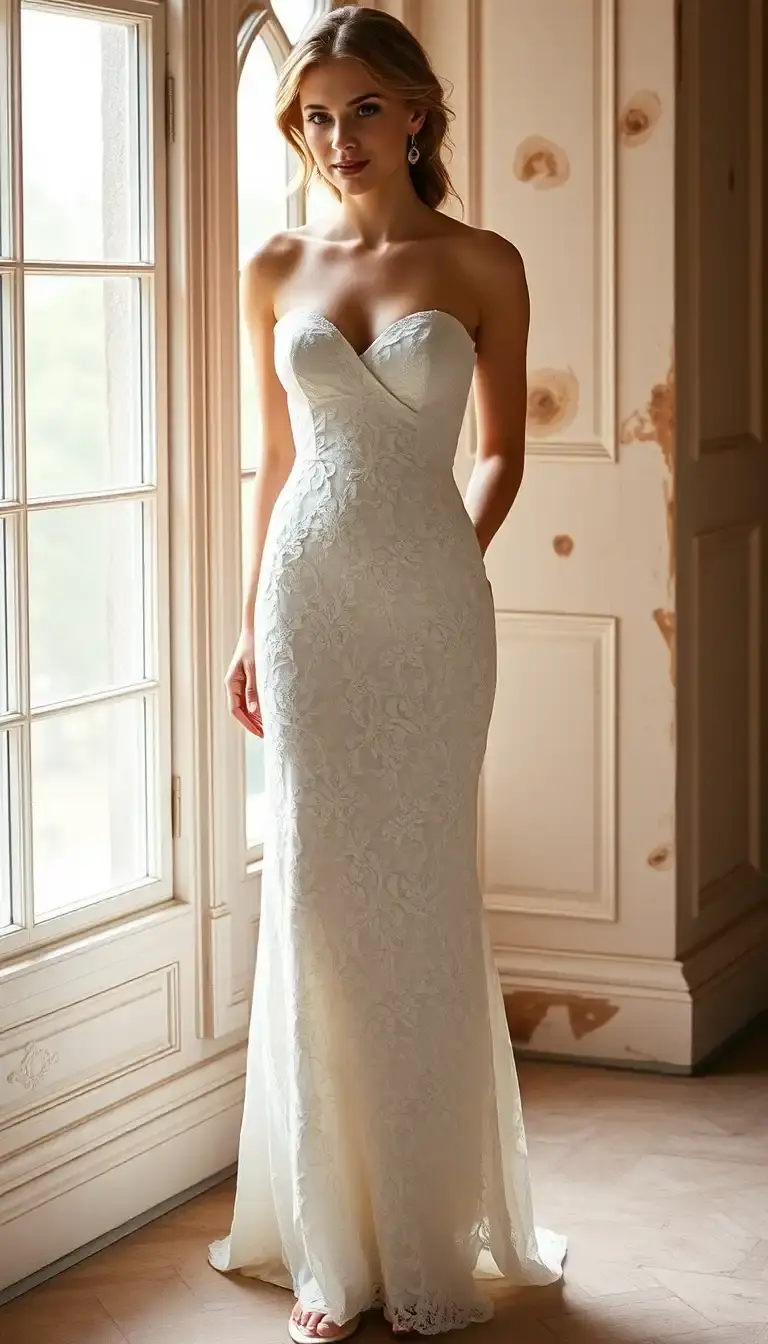 Strapless Lace Wedding Guest Dress