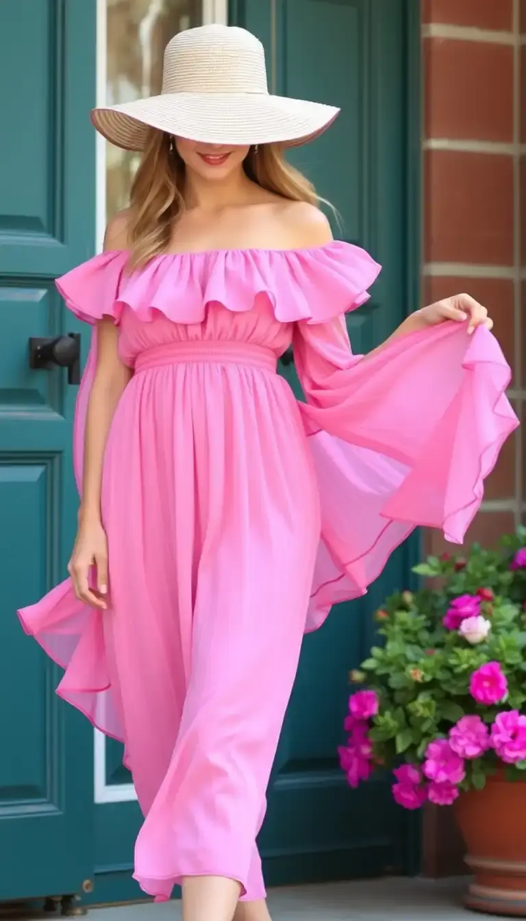 Pink Chiffon Summer Dress