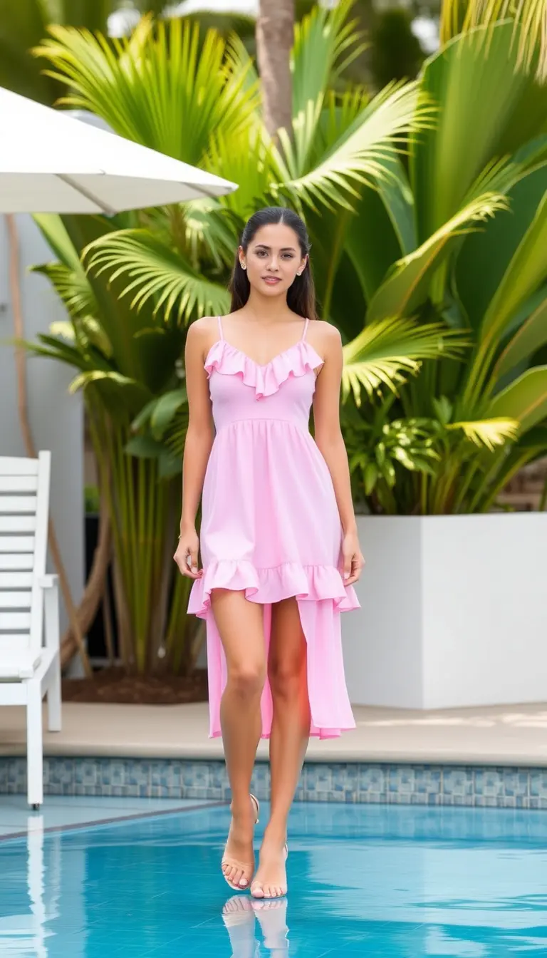 Pink Ruffle Swim Dress