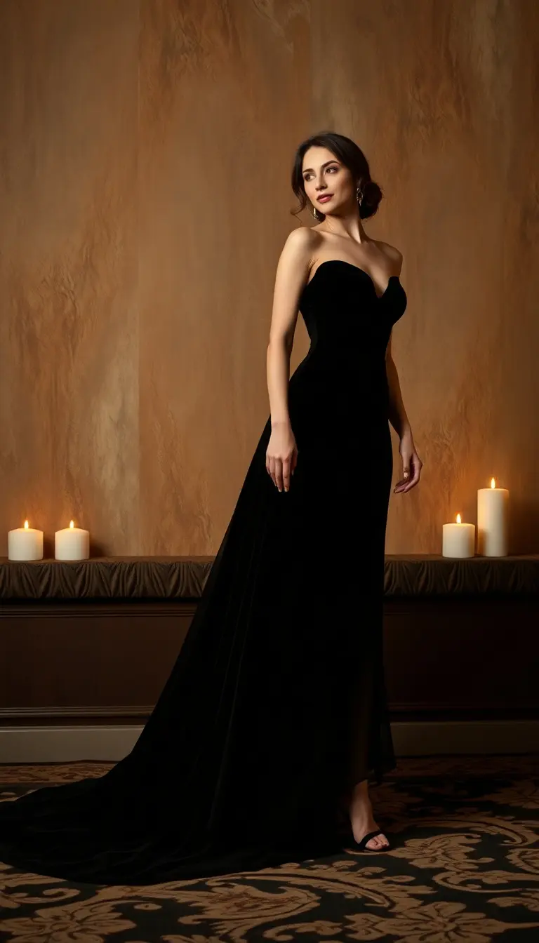 Velvet Winter Evening Dress in Black