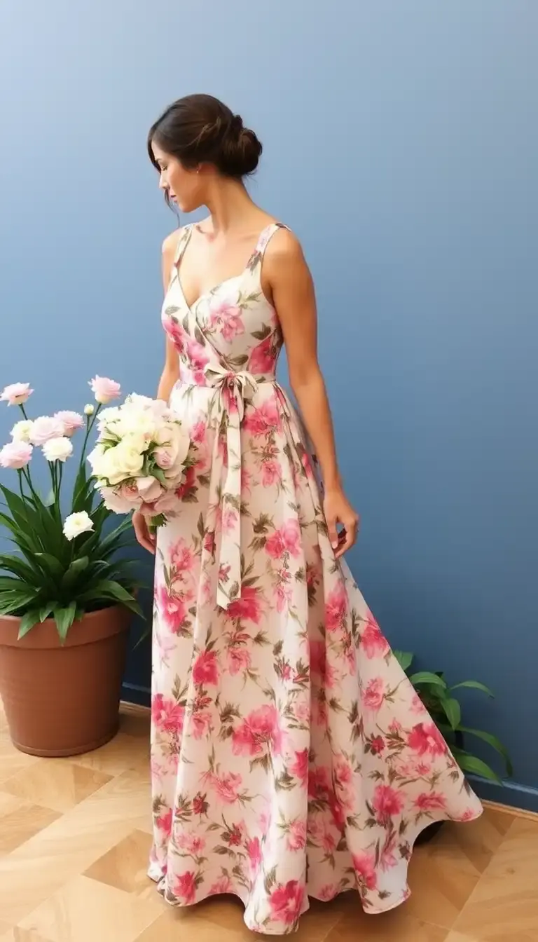 Floral Print Bridesmaid Dress
