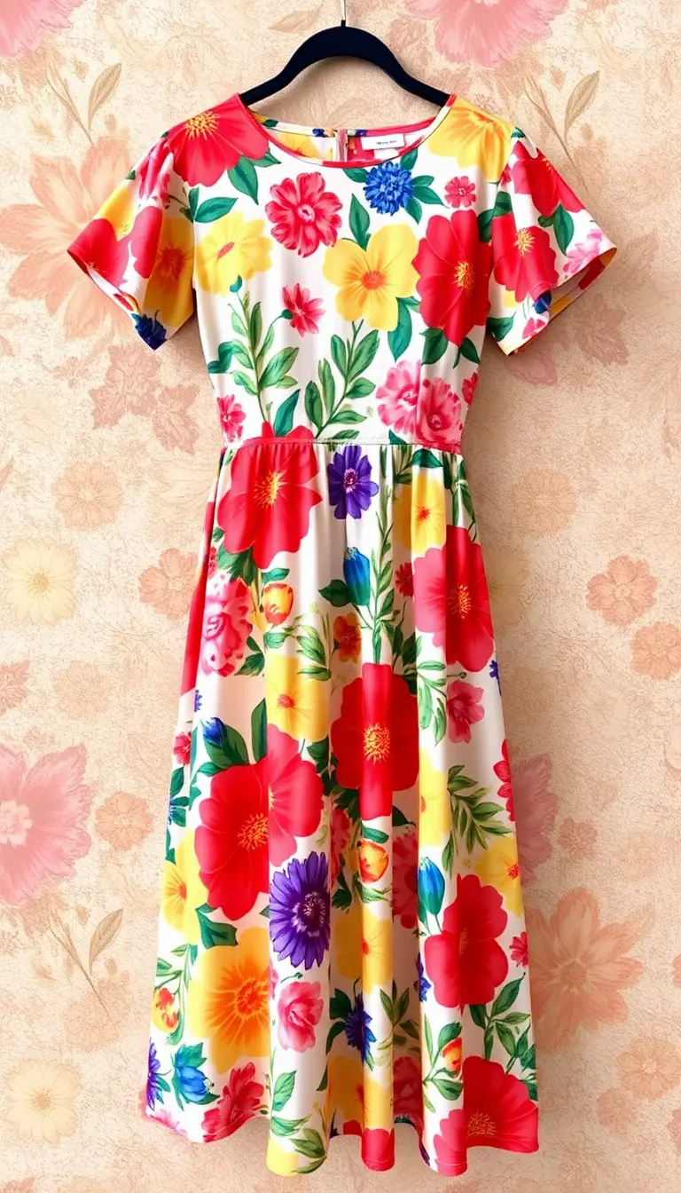 Floral A-Line Midi Dress