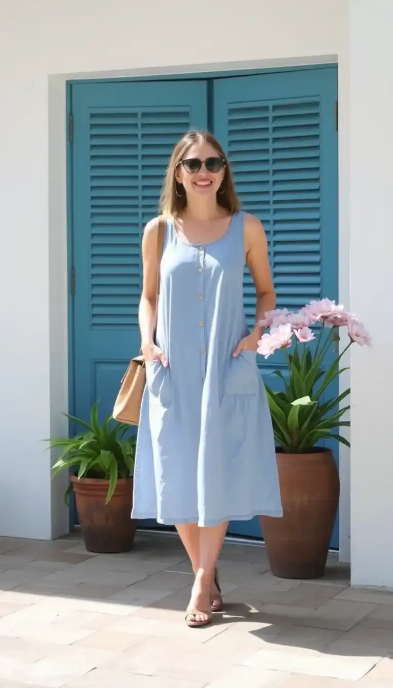 Blue A-Line Summer Dress