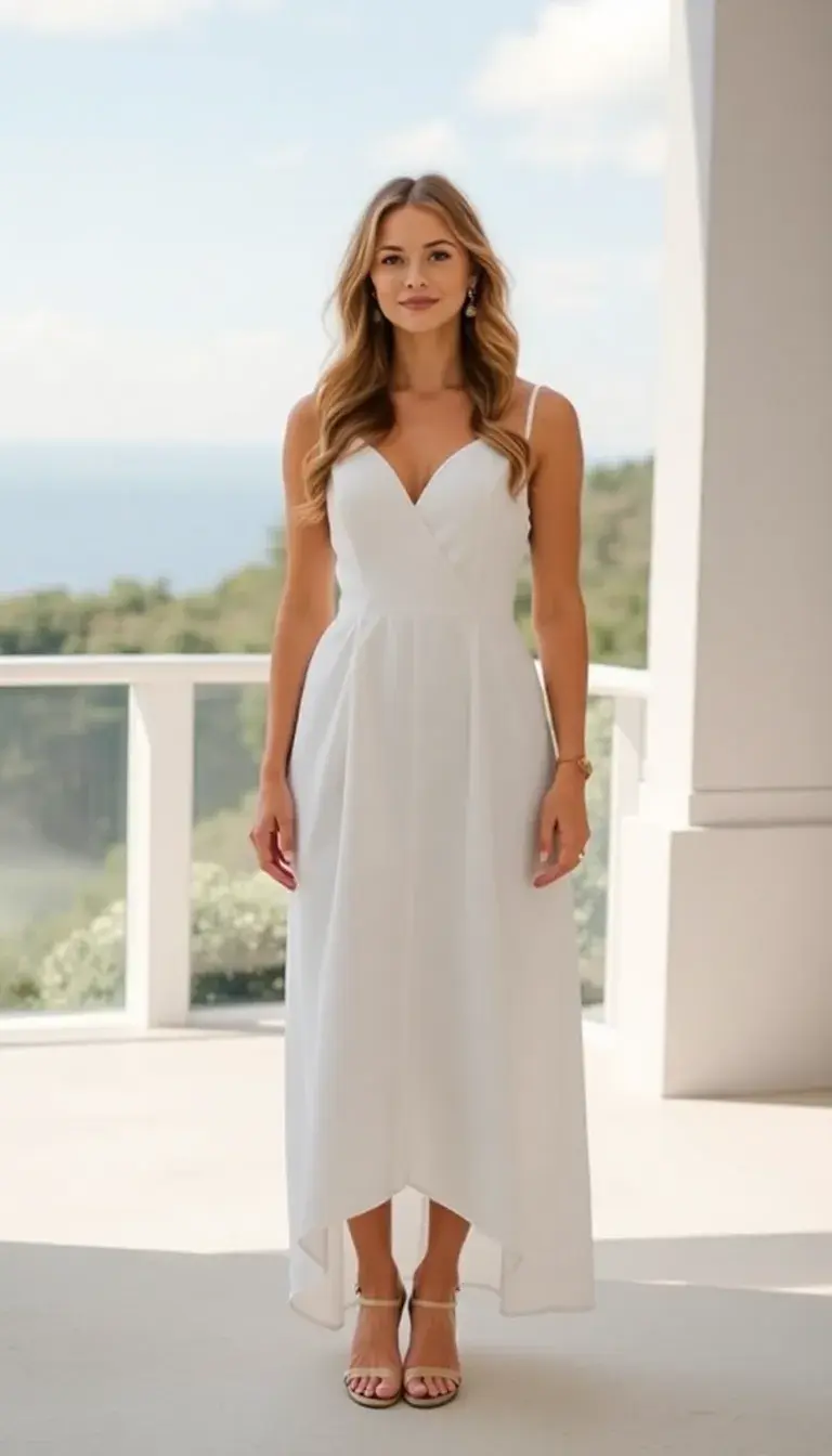White A-Line Wedding Guest Dress