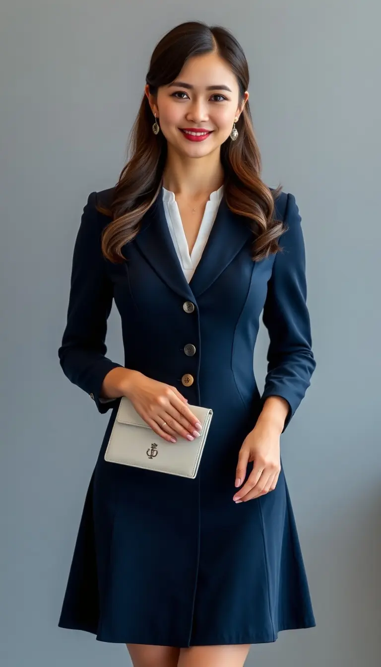 Navy A-Line Office Dress