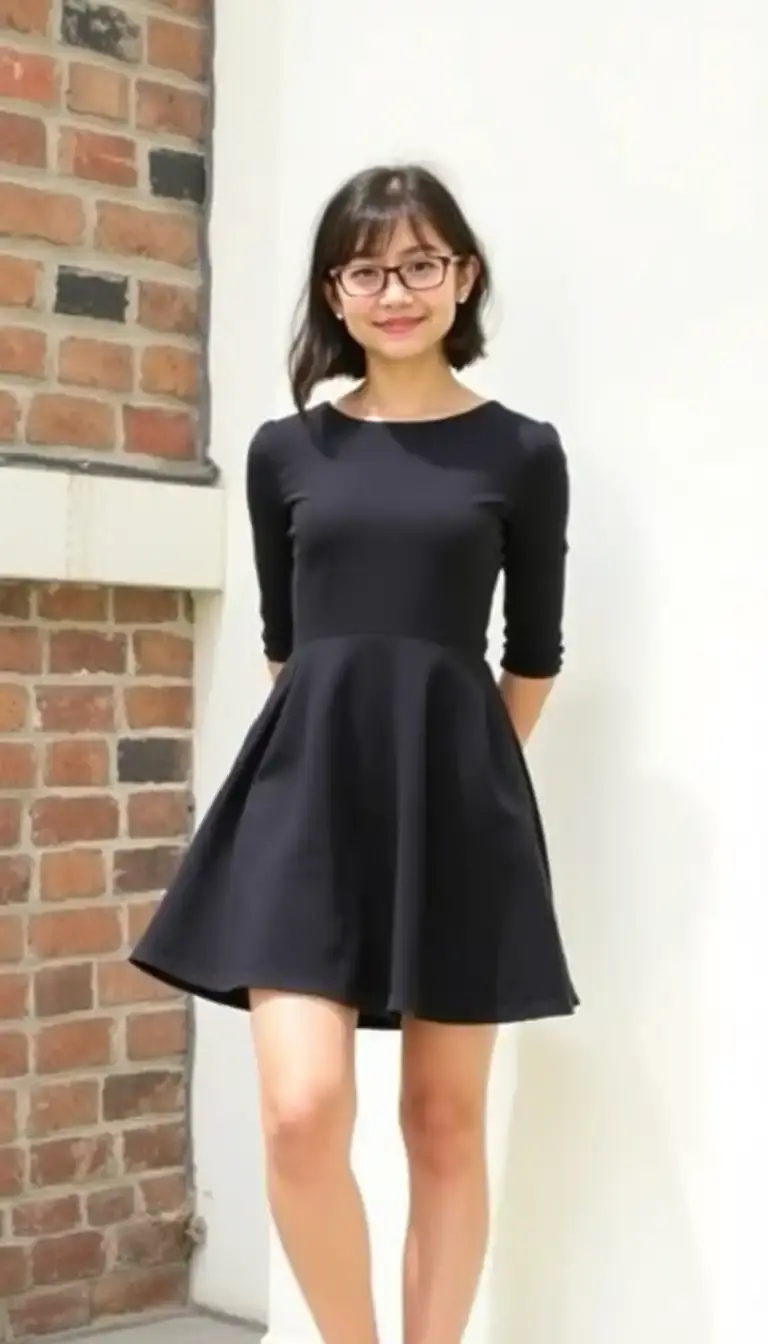 Fun black skater dress, flared skirt