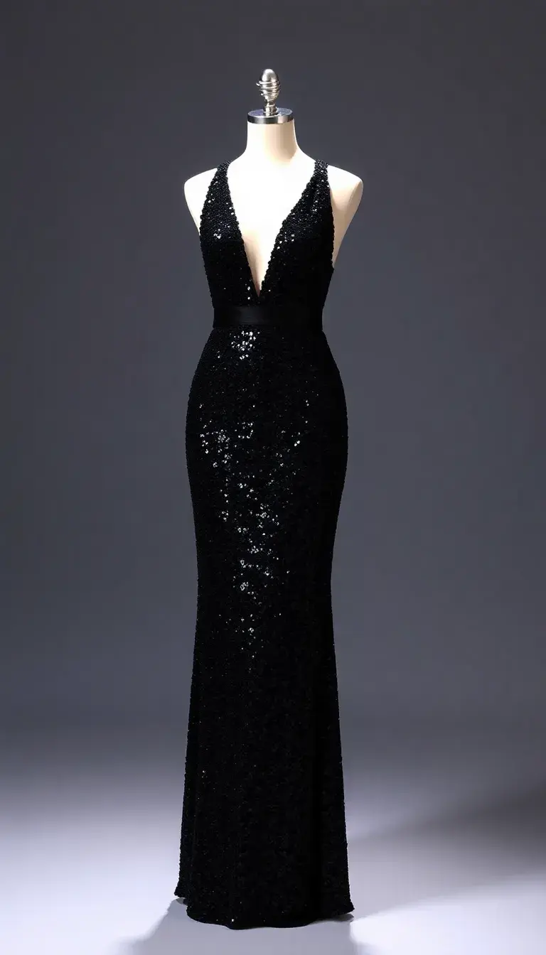 Black Tie Sequin Gown floor length
