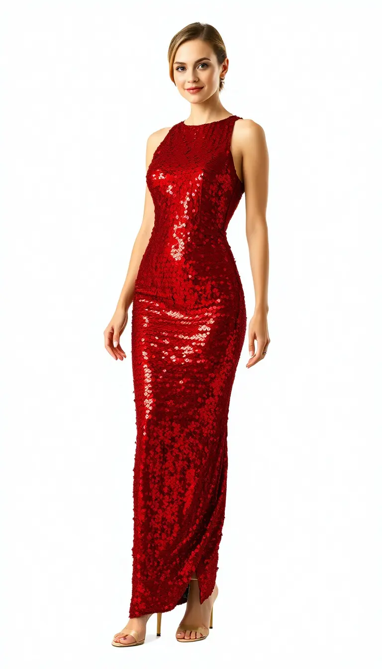 Red Sequin Cocktail Dress
