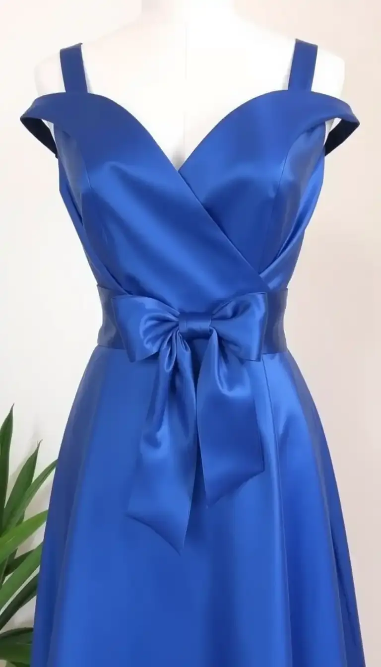 Blue Satin Cocktail Dress