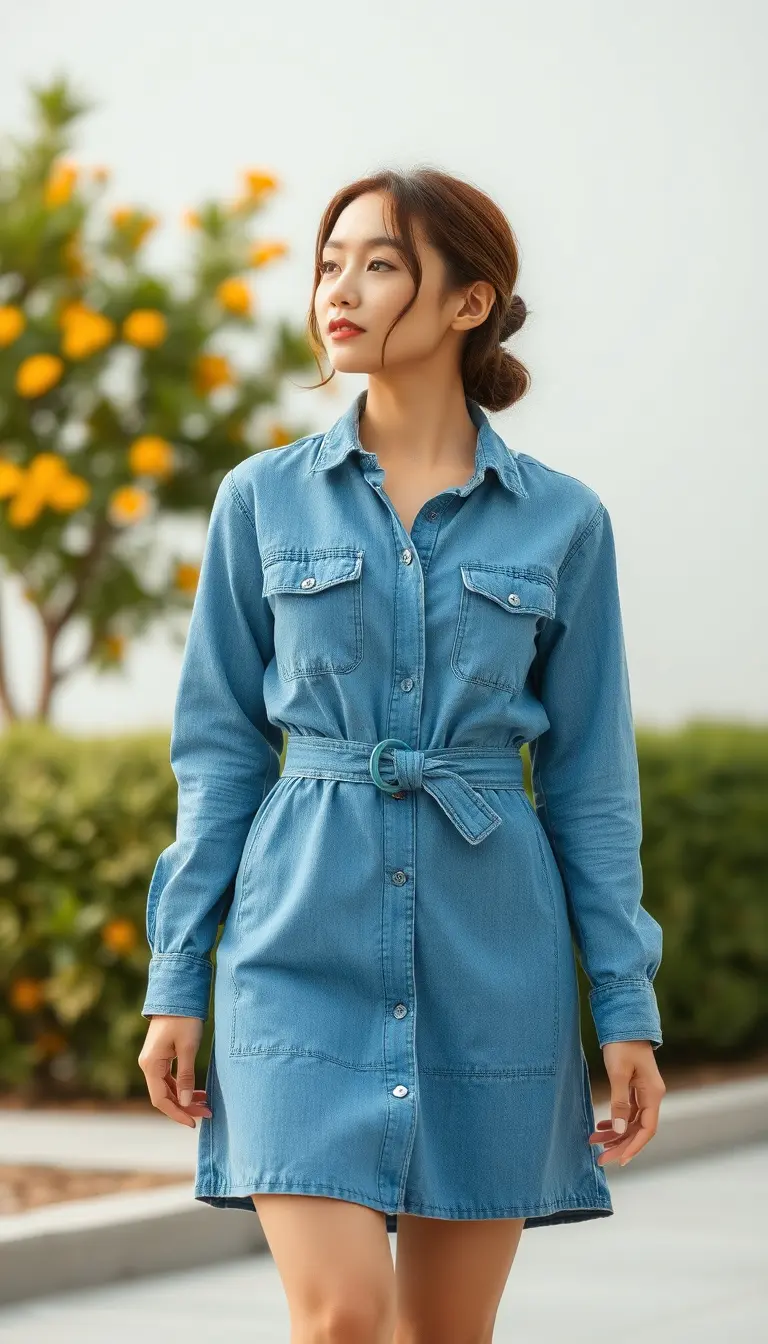 Denim Shirt Dress with belt