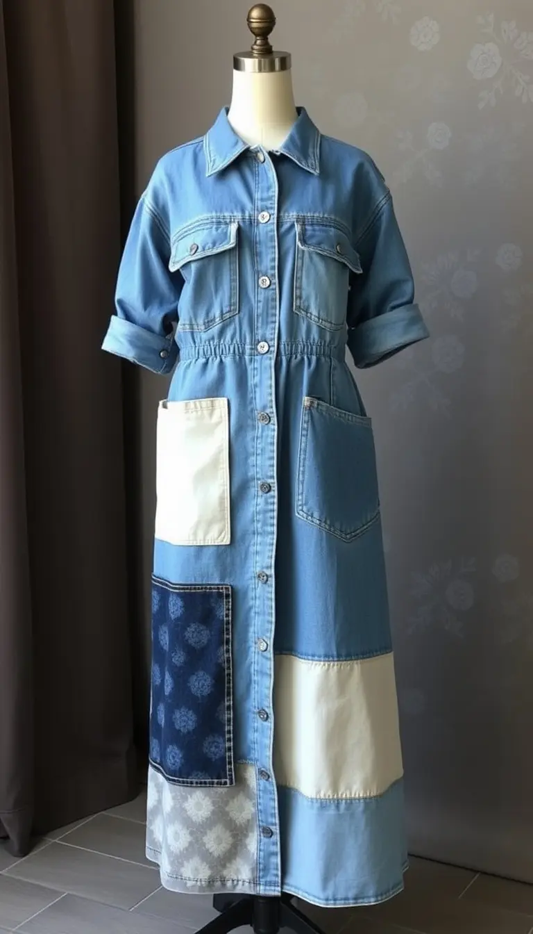 Unique Patchwork Denim Dress