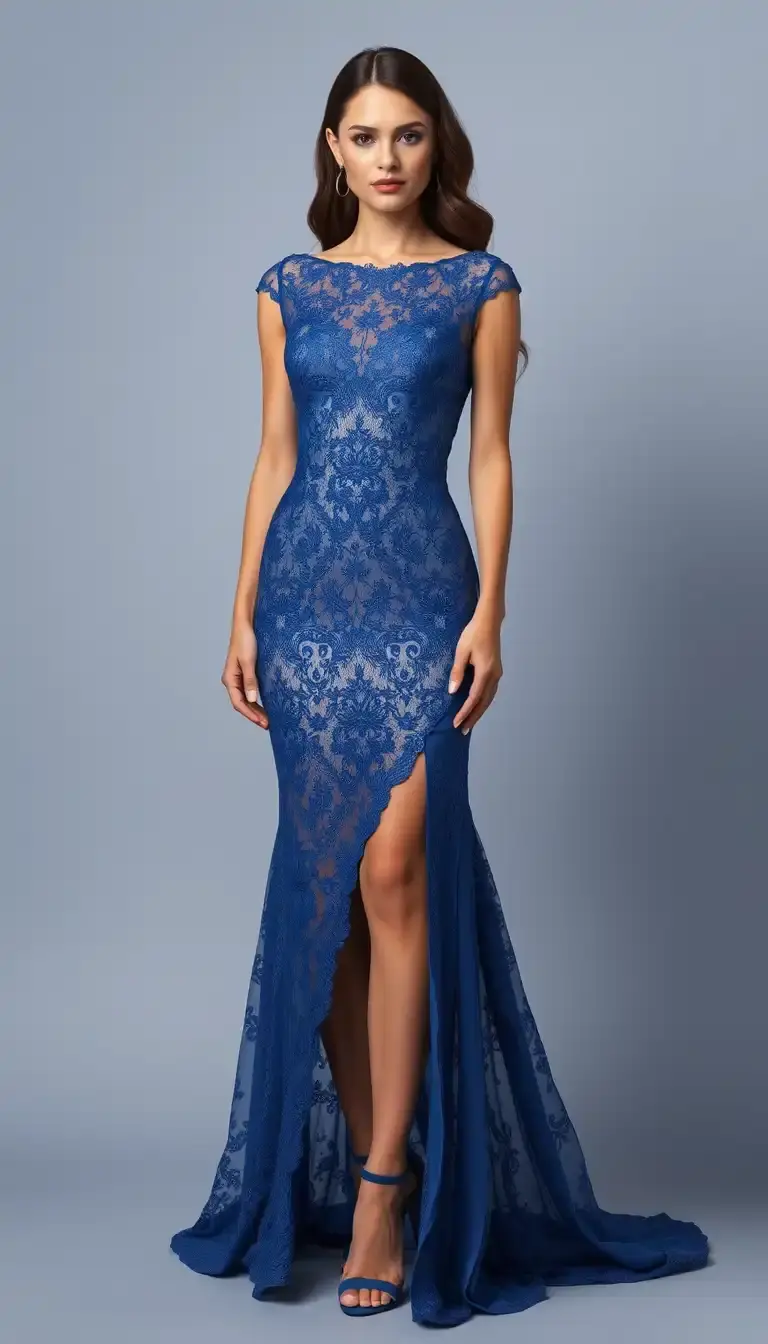Blue Lace Formal Dress