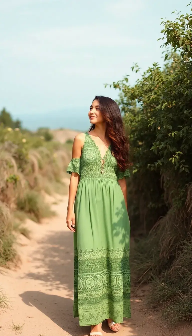 Green Lace Boho Dress