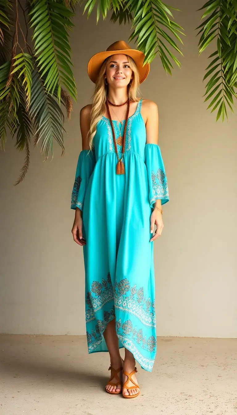 Turquoise Blue Boho Dress